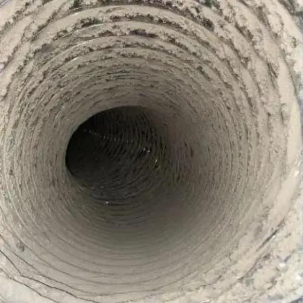Before Dirty vs. Clean Circular Dryer Vent Duct