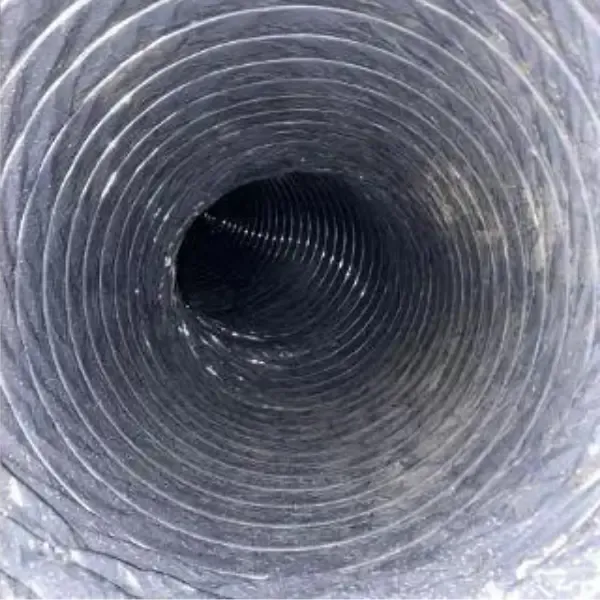 After Dirty vs. Clean Circular Dryer Vent Duct